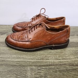 JOHNSTON & MURPHY Passport Oxford Derby Shoes Men's 9 M Brown Leather Italy Made